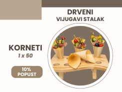 Drveni korneti + vijugavi stalak 